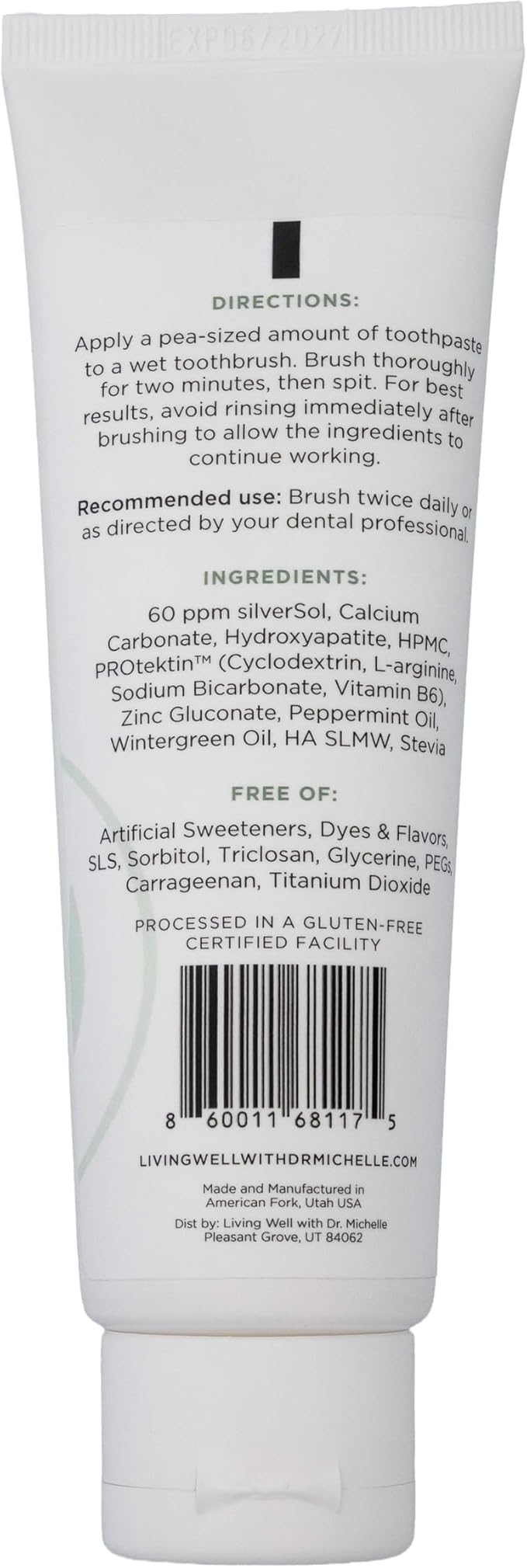 Hydroxyapatite Toothpaste – Fluoride-Free Remineralizing Formula with PROtektin – Supports Enamel Strength, Oral Microbiome & Gum Health – Mint – 4 oz