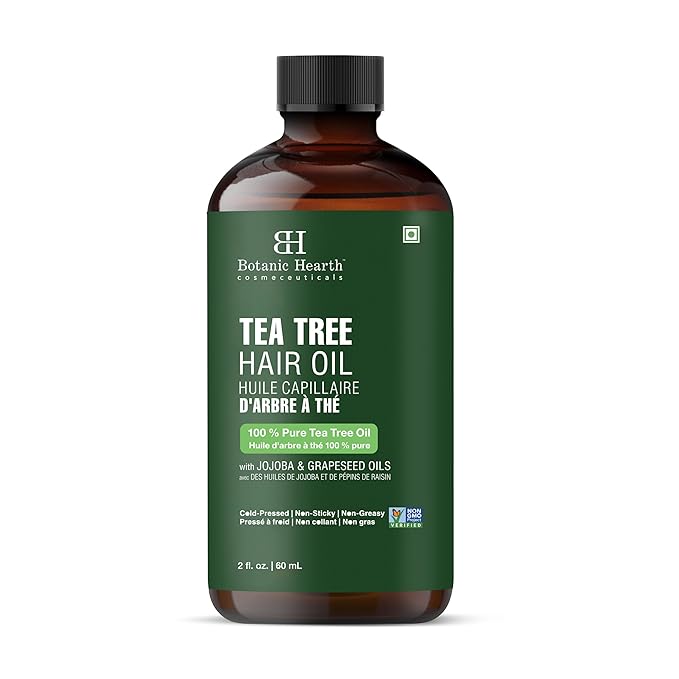 Botanic Hearth Hair Oil for Hair Growth & Hair Treatment Oils | Strengthening Dry, Frizzy, Damaged Hair & Scalp Treatment | Tea Tree Hair Oil – 2 Fl Oz