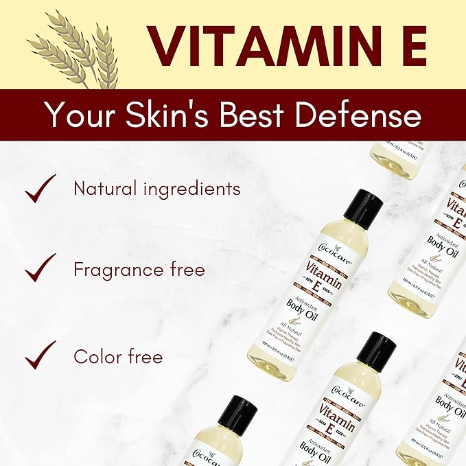 Cococare Natural Vitamin E Antioxidant Body Oil - Vitamin Therapy for All Skin Types - 8.5 fl oz
