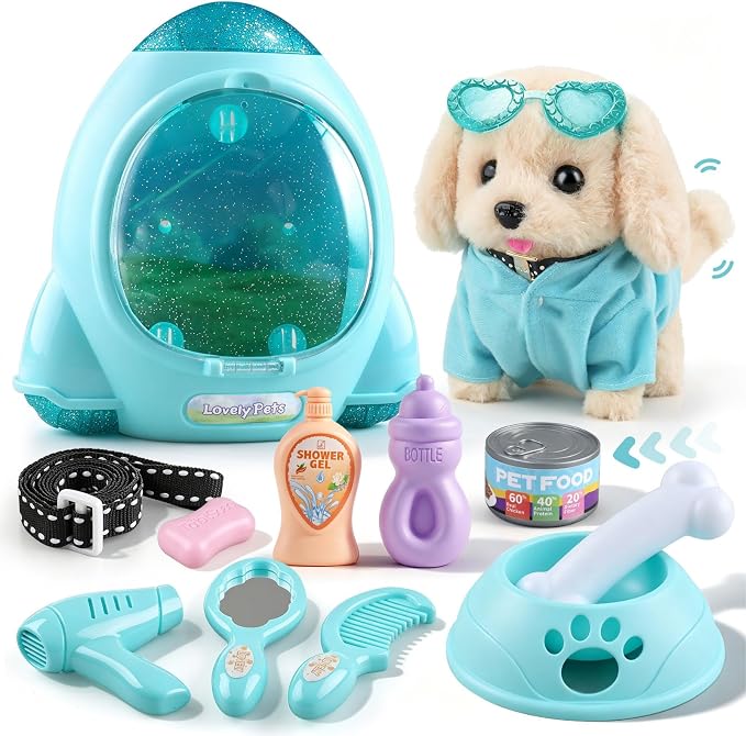 Dog Toys for Kids Girls Age 3-6, Walking&Barking Puppy Toys with Backpack