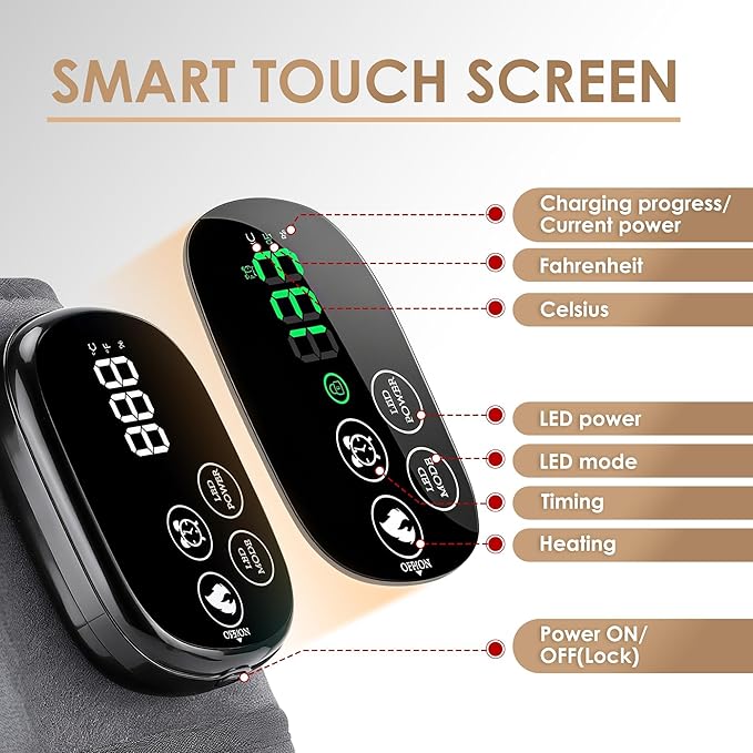 Knee Massager, Knee Wrap with 660nm Red & 850nm Infrared Light, Electric Heating Pad for Knee Comfort, Cordless Rechargeable Heat Wrap for Joint, Shoulder, Muscle