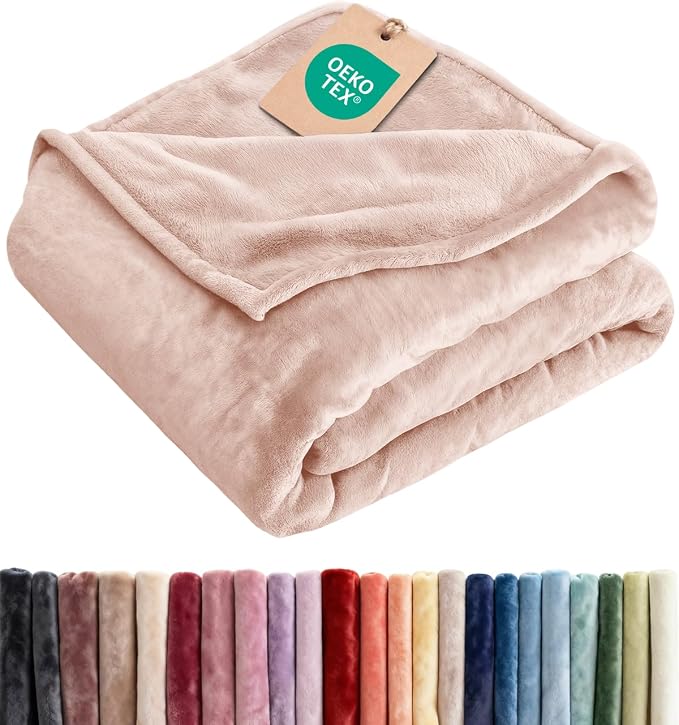 Fleece Blanket Full Size - Ultra-Soft Flannel Fleece Blanket - Rosewater | Soft, Warm, Outdoor Picnic Blanket for Camping, Travel, Lightweight, Cozy, Anti-Static, Home Decor Gifts for Men & Women