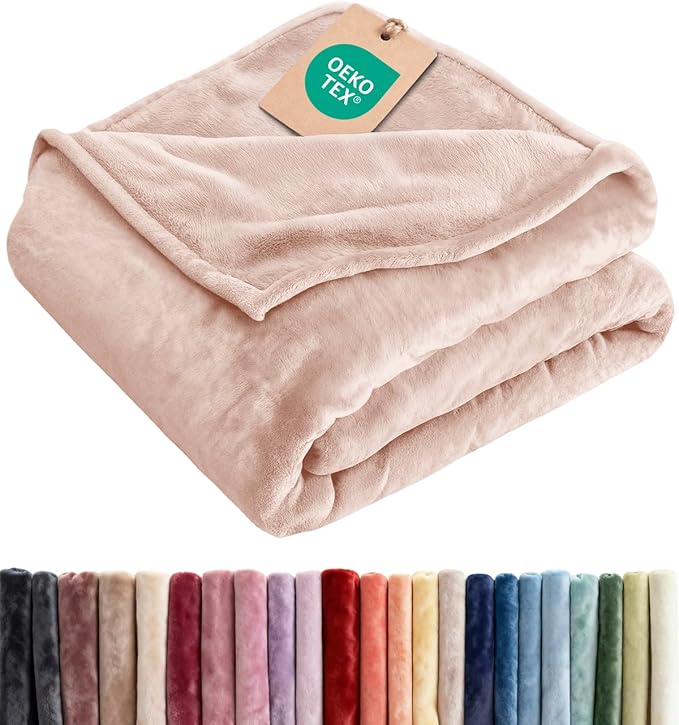 Fleece Blanket King Size - Ultra-Soft Flannel Fleece Blanket - Rosewater | Soft, Warm, Outdoor Picnic Blanket for Camping, Travel, Lightweight, Cozy, Anti-Static, Home Decor Gifts for Men & Women