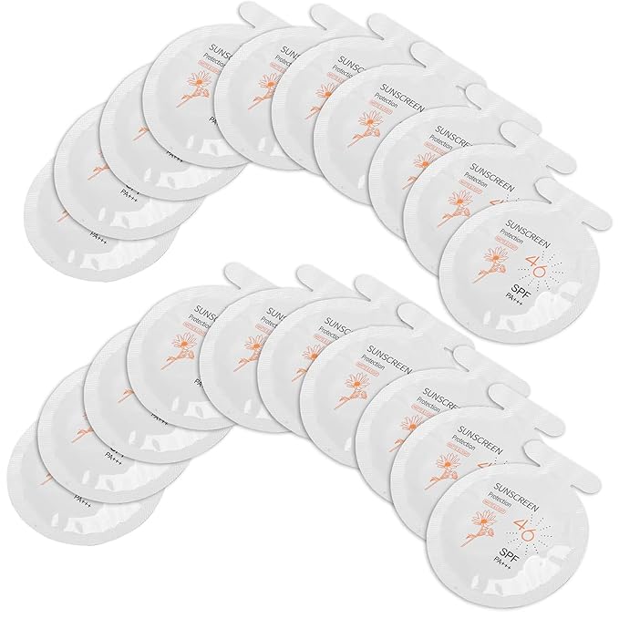 Pack of 20 Sunscreen, SPF46 PA+++ Moisturizing Sunscreen,3ml Face & Body Sunblock, Moisturizing Sunscreen for Most of Skins Portable Resist Water Sunscreen for Sport