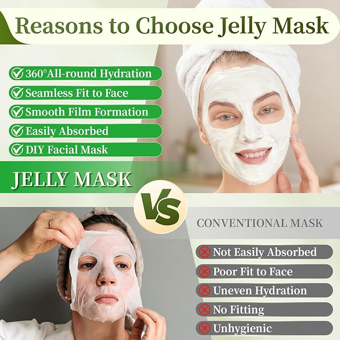 Powder Jelly Mask for Facials Professional, Peel Off Facial Mask for Hydrating & Moisturizing, Hydrojelly Mask for Women Men Skin Care, Home DIY Spa Use for All Skin with Kiwi