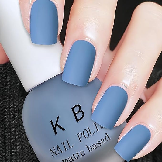 Matte Light Blue Nail Polish Quick Dry, Soft Nail Polish Air Dry, Vegan Non Toxic Fingernail Color for Women Girls, Dusty Blue Matte Finish
