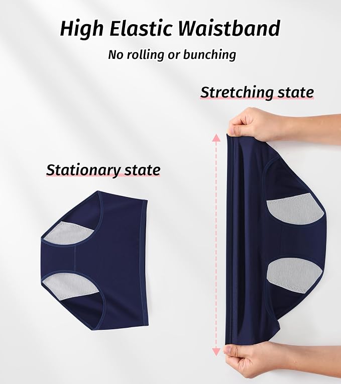 JojoQueen Period Underwear for Women Menstrual Panties Cotton Postpartum Easy Clean Teens Brief