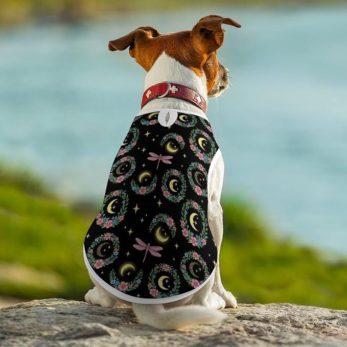 Cat Shirt Dog Cute Clothes Breathable Beach Seaside Puppy Shirt Sweatshirt Gothic Dragonfly Insect Moon