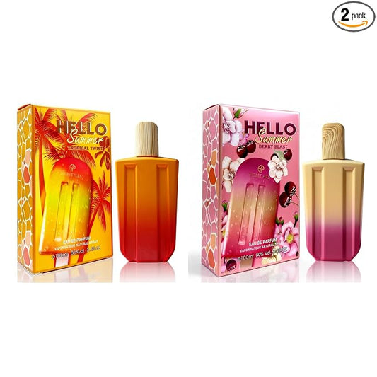 A CENTER 2PCS Perfume Set for Women - Floral Fragrance Gift Set with musk,Sweet Fruity, Eau De Parfume| 3.4 Fl Oz Each Women's Cologne(Hello Summer Tropical&Berry)
