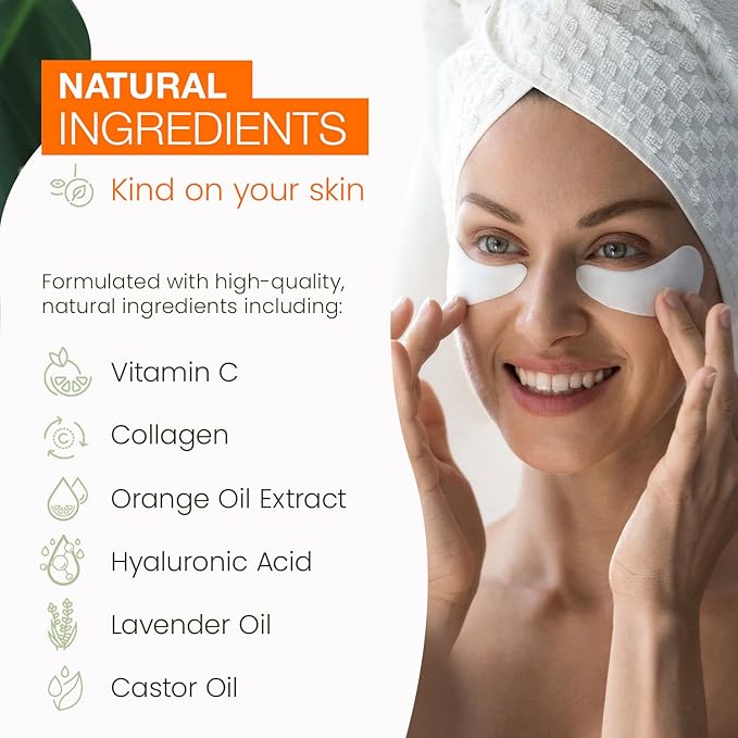 Natural Chemist Vitamin C & Collagen Under Eye Patches - Anti-Aging, Reduces Dark Circles, Hydrating, Dermatologist Tested, Cruelty Free Korean Skin Care For All Skin Types - 5 Pairs