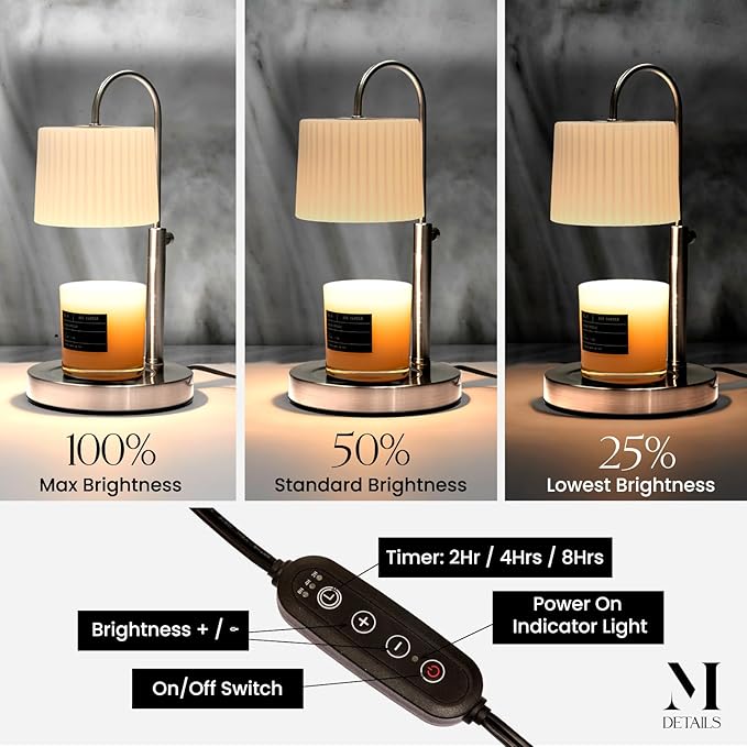 Candle & Warmer Set – 8.5 oz Coconut Blend Luxury Candle + Hand Blown Glass Lamp Warmer | Modern Self-Care Gift Set | Flameless Aromatherapy (Chrome, Sage Noir)