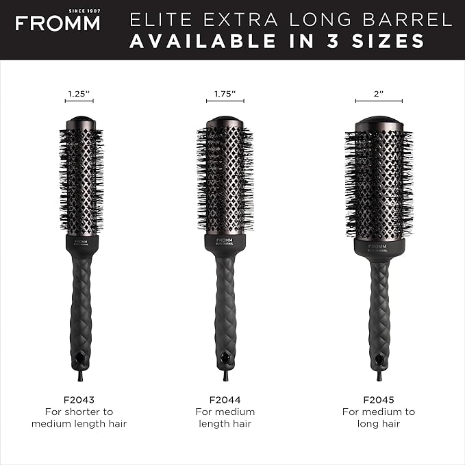 Fromm Elite Thermal Ceramic x Ionic 1.75 Inch Round Hair Brush for Expert Blowouts, Hair Drying, Extended Barrel for Anti-Static Styling, Smoothing, Straightening, and Shine, Ideal for Short Hair