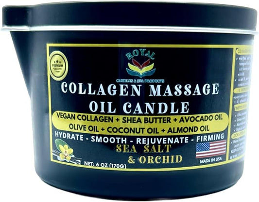 Massage Oil Candle, Body Massage Oil Candle, Candle Massage Oil, Aromatherapy Candle, Couple Massage Oil Candle, 6 oz. with Pouring spout - Sea Salt & Orchid Scent