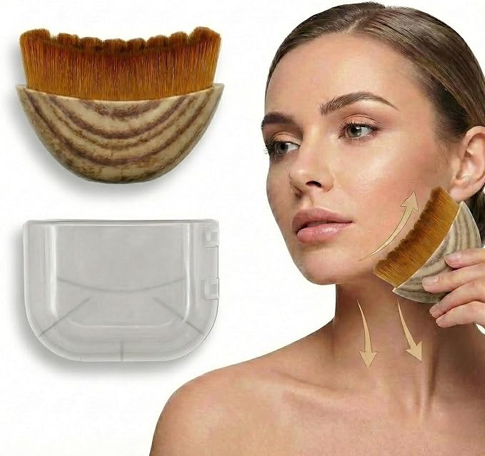 Lymphatic Contour Face Brush for Sculpting & Anti-Puffiness – Ultra-Soft Bristles for Detox, Lift & Skin Glow – Facial Skincare Tool for Jawline Definition & Makeup Prep