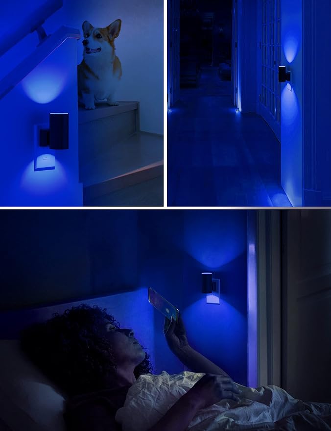 L LOHAS LED Calm Blue Night Light, Night Lights Plug into Wall, Dimmable | Nightlight with Light Sensor, LED Nightlights for Bluey Home Decor, Party, Holiday, Bathroom Bedroom Hallway Kitchen, 2 Pack