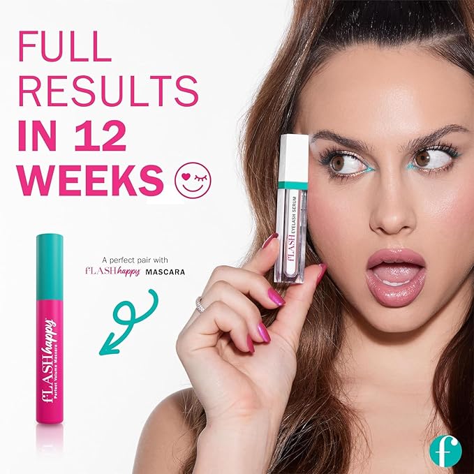 fLASH Eyelash Serum Mini for Long, Curled Natural Lashes - Enhances & Strengthens, Safe & Effective Formula for Contact Wearers & Sensitive Eyes, Travel Size, 6 Week Starter Supply - 1mL (0.034 Fl Oz)