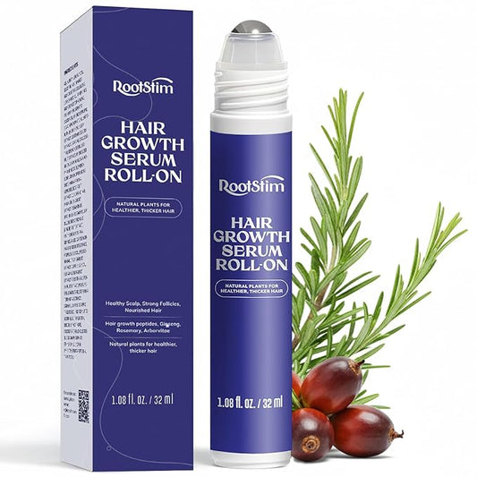 Hair Growth Serum Roll On with Rosemary, Caffeine & Biotin, Helps Support Fuller-Looking Hair, Clean Non-Greasy Scalp Serum for Thinning Hair 1.08 Fl Oz