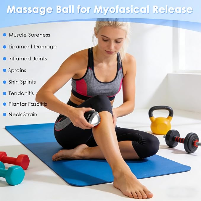 Massage Ice Roller Ball - Cold & Heat Therapy Roller for Deep Tissue Massage Pain Relief, Plantar Fasciitis Roller (Black & Gray)