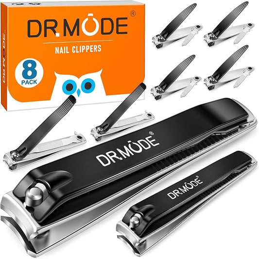 DRMODE Finger Nail Clippers Adult - 8 Pack Nail Clippers Set for Men Women with Nail File, Sharp Stainless Steel Fingernail & Toenail Clippers Curved Cutter Trimmer