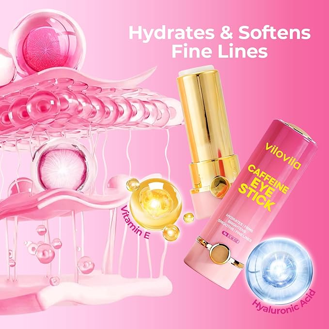Caffeine Eye Stick (0.18 oz), Under Eye Brightener & Dark Circle Treatment, Cooling Look Balm with Niacinamide & Hyaluronic Acid, Peri-Ocular Balm Stick for Puffiness, Fatigue
