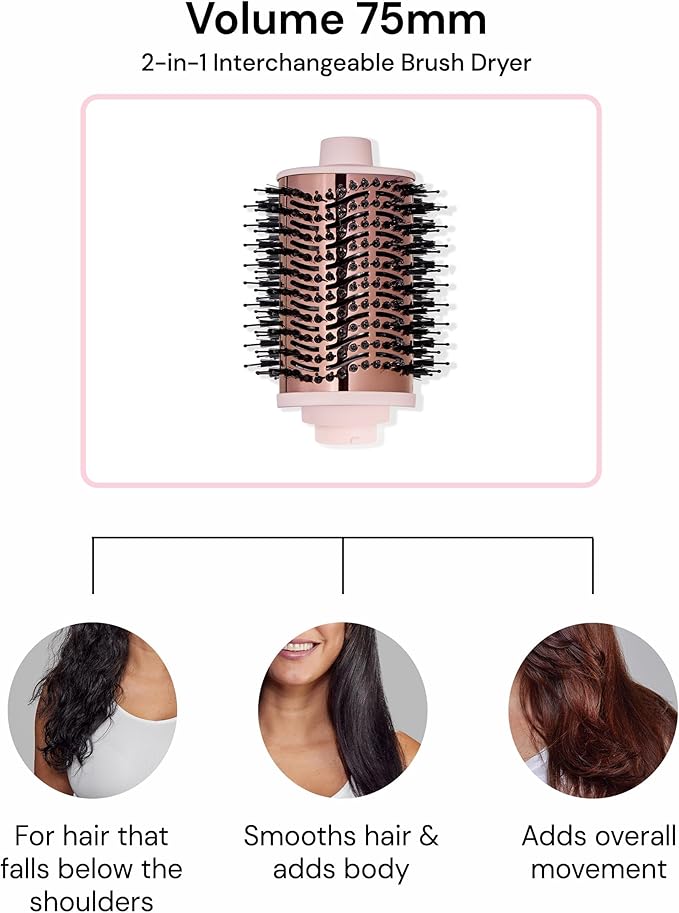L'ANGE HAIR Multi-Volume Dryer Brush Attachment | Titanium Blow Dryer Brush Barrel for Volumizing & Styling | Tool Sold Separately | Attachment - Blush - Oval 75mm
