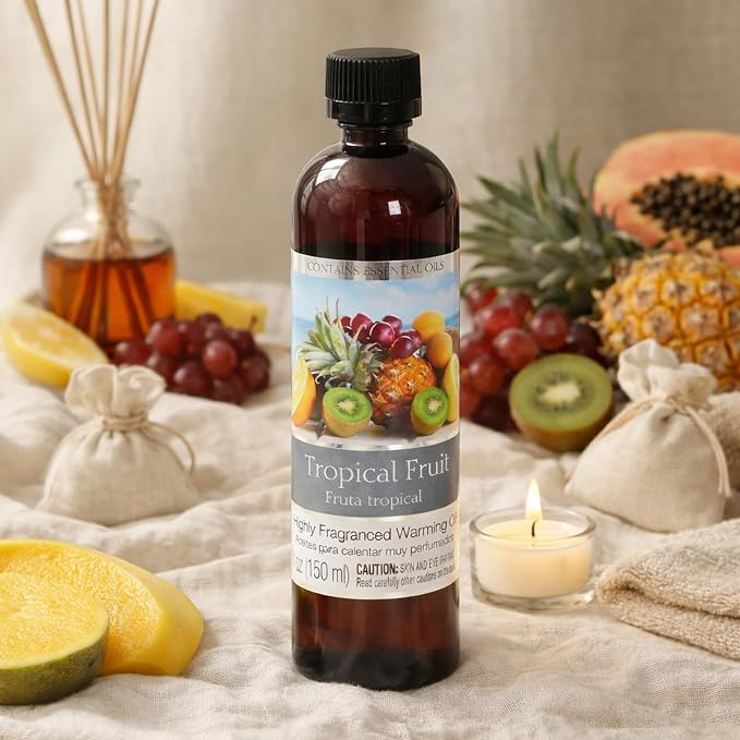 Hosley Set of 2 Tropical Fruit Fragrance Warming Oils 5 Ounce. Ideal Gift for Weddings spa Reiki Meditation Bathroom Settings. P1
