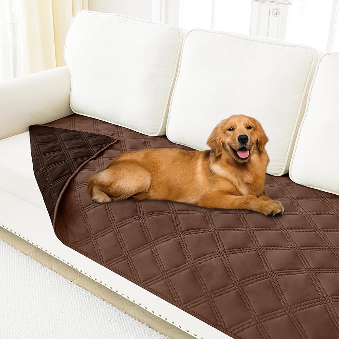Smiry Waterproof Dog Bed Cover, Reversible Pet Blanket for Sofa Couch | Soft Washable Dog Blanket, Leakproof Couch Cover for Dogs Cats & Furniture Protection, 30x82, Brown/Chocolate
