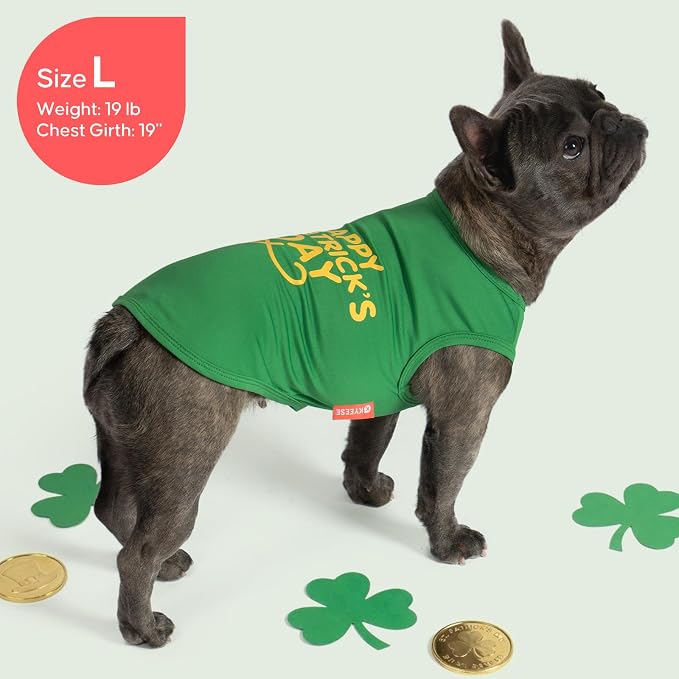KYEESE 2Pack St. Patrick's Day Dog Shirt, Breathable Tank Top Sleeveless Dog T Shirts for Small Dogs Boy Girl, Lightweight Dogs Clothes Pet Outfit for Holiday, Green, M