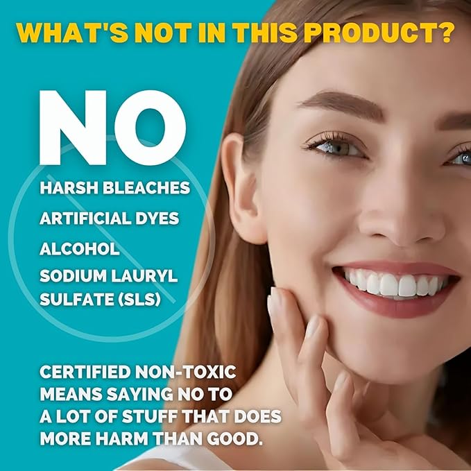 Natural Teeth Whitening Strips for Sensitive Teeth, 42 Strips (21 Treatments), Peroxide-Free & Enamel Safe, Dentist Formulated with Coconut Oil & Dead Sea Salt