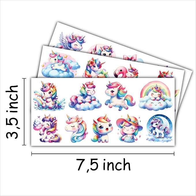 Temporary Tattoos - 8 Big Sheets Tattoos (Magical Unicorns)