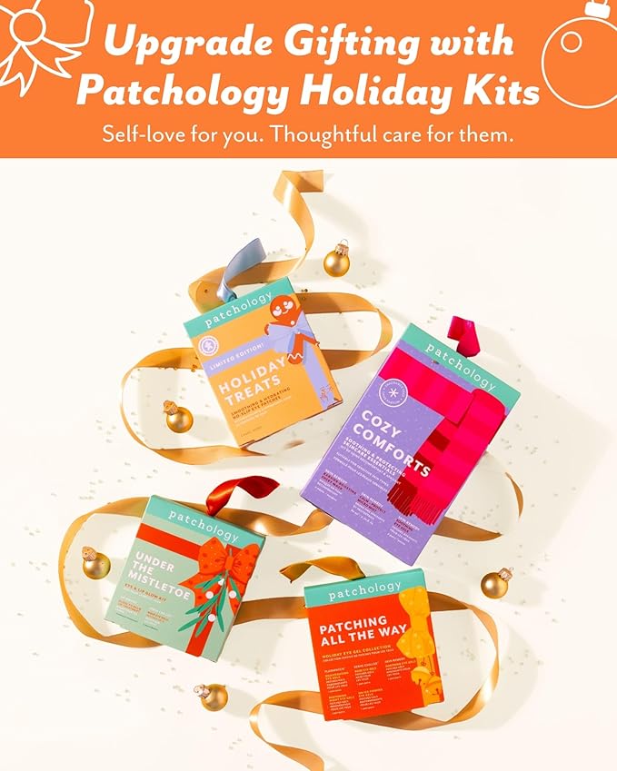 Patchology Patching All The Way Gift Set – Hydrating Under Eye Masks with Collagen, Retinol, Hyaluronic Acid – Beauty Stocking Stuffer with 5 Pairs for Puffy Eyes, & Fine Lines (Limited Edition)