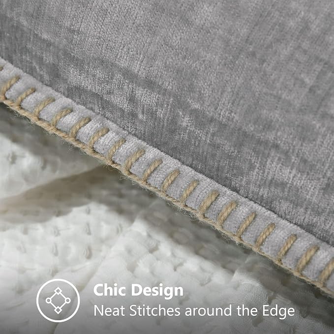 decorUhome Soft Chenille Throw Pillow Covers 18x18 Set of 2 Neutral Gray | Fall Textured Decorative Throw Pillow Cases Stitched Edge Modern Farmhouse Luxury Boho Velvet for Couch Sofa Bed Home Decor
