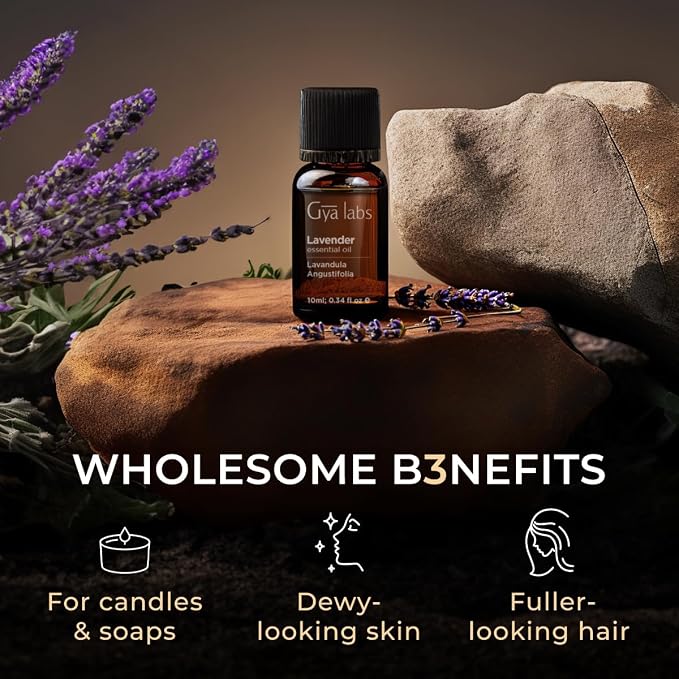 Sandalwood Essential Oils for Diffuser & Lavender Essential Oil for Diffuser Set - Aromatherapy Grade Essential Oils Set - 2x0.34 fl oz - Gya Labs