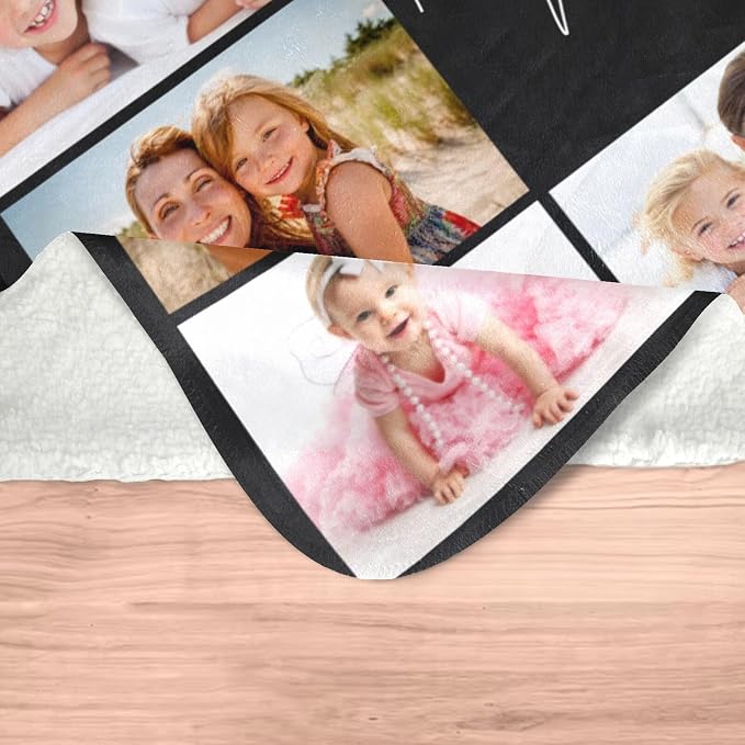 inkArts Custom Blanket with Photo, Personalized Blanket, Customized Photo Blankets, Customizable Picture Blankets, Personalized Photo Gifts for Mom Baby Kid Family Pet