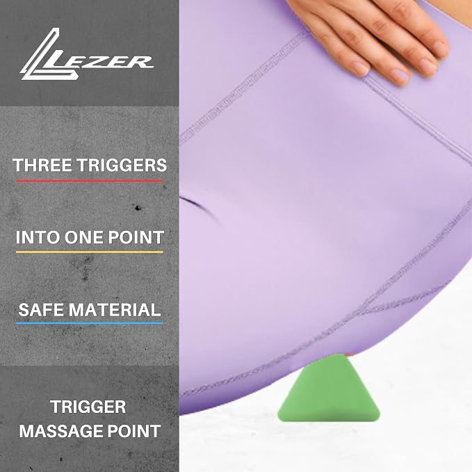 LEZER, Trigger Massage Point, Manual Massage Ball, Muscle Knots Relief Tool, Myofascial Release, Physical Therapy, Plantar Fasciitis, Set of 2 (Green Trigger and Black Ball)