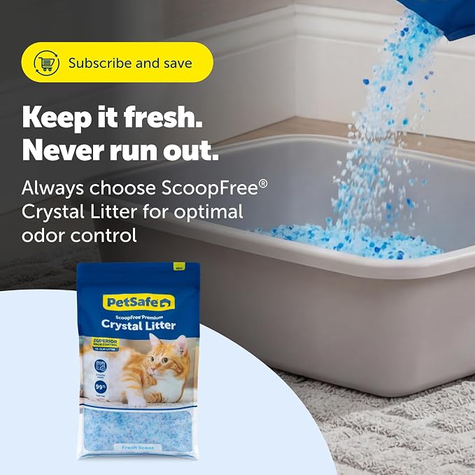 PetSafe ScoopFree Odor Control Crystal Cat Litter, Fresh Scent, 8 Lb Bag | 5x Faster Odor Control than Clumping Clay Litter, 99% Dust-Free, Low Tracking Crystals, Compatible with Any Cat Litter Box