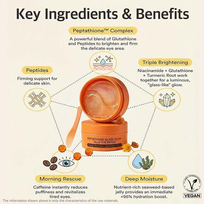 Re.SPN Glass Glow Jelly Under Eye Masks - 60ct Vegan Korean Hydrogel Pads for Dark Circles, Puffiness, Fine Lines & Eye Bags - Infused with Peptide Complex, Niacinamide & Botanicals - Cooling