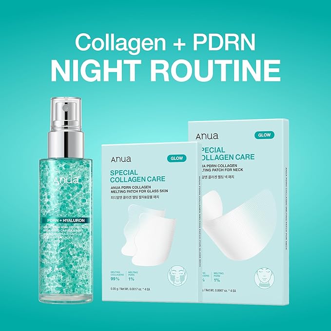 Anua PDRN Collagen Plumping & Firming Care Set, PDRN Salmon DNA Glow Serum Spray, Collagen Patch Neck & Facial Fine Line, Face Mist & Melting Duo for Perfect Home Care, Korean Skincare Set