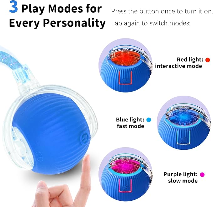 Cat Toys for Indoor Cats Smart Automatic Bal Moving Chase Dogs Toy, Blue | Ball Rolling for Bored Kitten Pet, Upgraded Speedy Moving Chase Dogs Toy