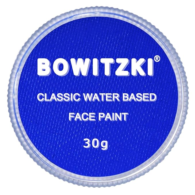 Bowitzki 30g Professional Face Paint Body Paint Water Based Face painting Makeup Safe for Kids and Adults Split Cake Single Color Halloween Christmas Party - Blue