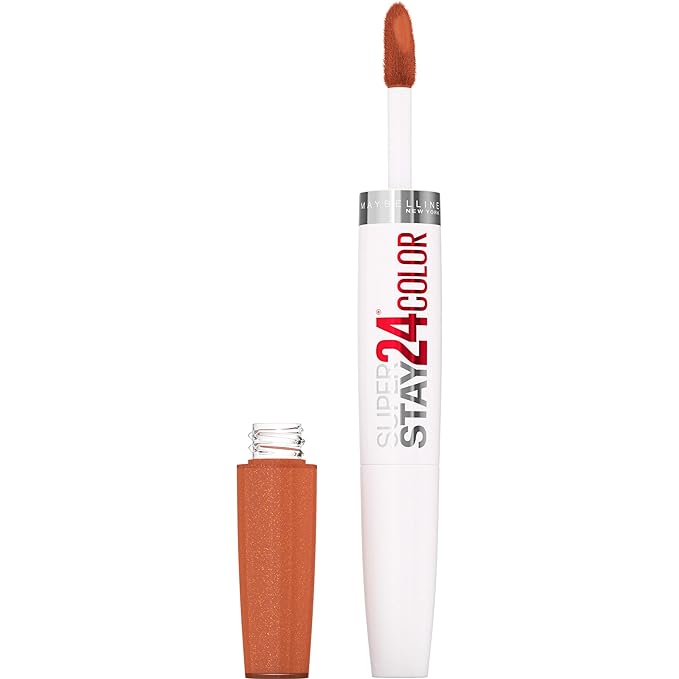 MAYBELLINE Super Stay 24 2-step Long Lasting Liquid Lipstick and Lip Balm, 910 Copper Glisten, 1 count