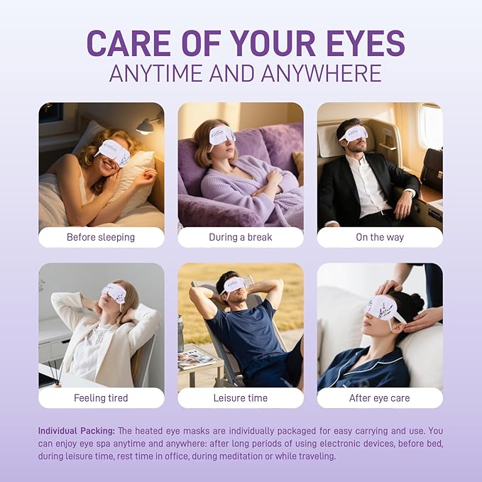 Ditoi Steam Eye Mask, Heated Eye Mask for Sleep,Warm Compress with Hyaluronic Acid,Moist Heat for Dry Eye Relief,Spa,Stye Eye Treatment,Travel Essentials & Relaxation Gifts,Lavender 20 Packs