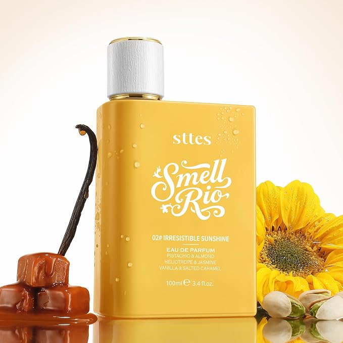 Sttes Perfume 02# Irresistible Sunshine for Women - Pistachio, Vanilla & Salted Caramel Eau de Perfume 100ml (3.4fl oz) Sweet Gourmand Caramel Vanilla Fragrance (Evolution of 602)