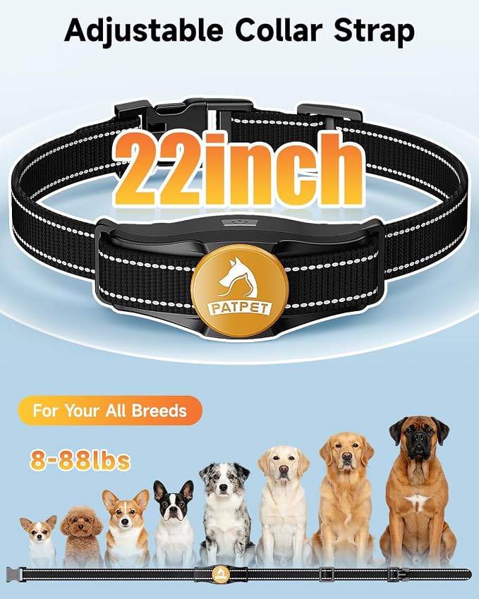 PATPET Dog Shock Collar - Rechargeable Dog Training Collar with Remote for Medium Large Dogs, 3 Training Modes (Beep/Vibration/Shock) IPX7 Waterproof 1000Ft Electric Dog Collar (Black)