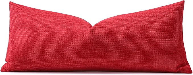 OTOSTAR Linen Throw Pillow Cover Set of 1 Decorative Long Lumbar Pillowcase Rectangle Cushion Cover 14x36 Inch for Home Decor Sofa Bedroom Car 35 x 90CM Red