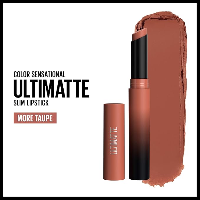 MAYBELLINE Color Sensational Ultimatte Matte Lipstick, Non-Drying, Intense Color Pigment, More Taupe, Rose Nude, 1 Count (Pack of 2)