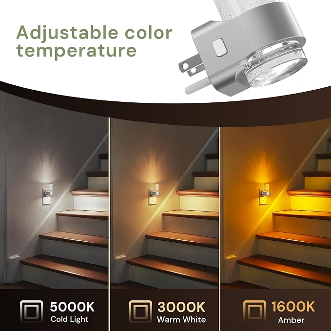 L LOHAS LED Night Lights Plug into Wall, 2 Pack Mini Dimmable Night Light | Dusk-to-Dawn, Soft White/Cool White/Amber 3 Light Color, 0-100LM Adjustable Brightness, Bubble Nightlight for Hallway