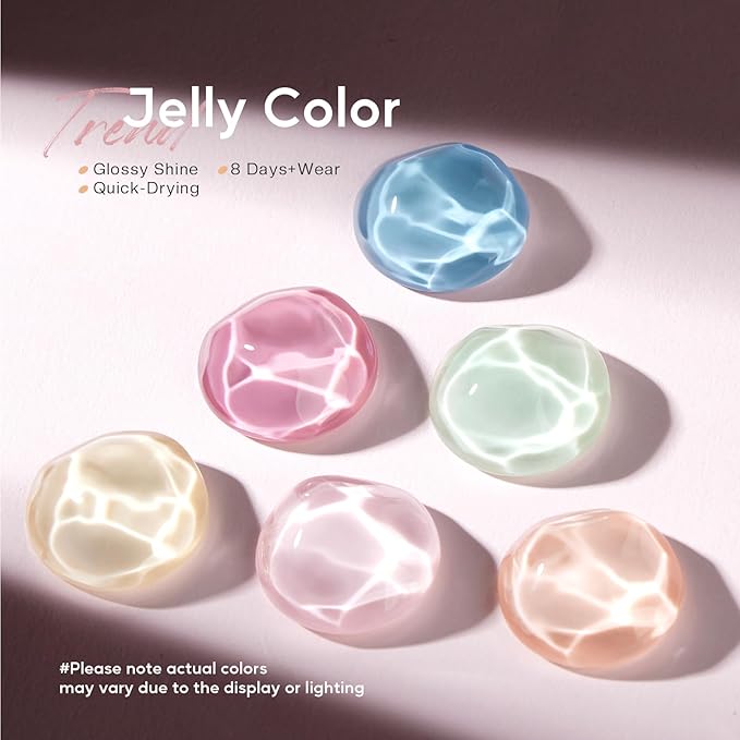 Morovan Jelly Nail Polish Set: Sheer Glass Pastel Macaron Spring Summer Fingernail Polish Kit Quick Air Dry Mini Milky Pink Light Blue Green Nail Polish DIY Manicure Art Salon Gift for Women Girls