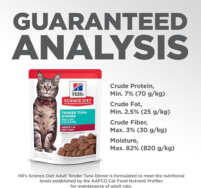 Hill's Science Diet Adult 1-6 Wet Cat Food | #1 Veterinarian Recommended, Tuna Recipe, 2.8 oz. Pouches, 24-Pack