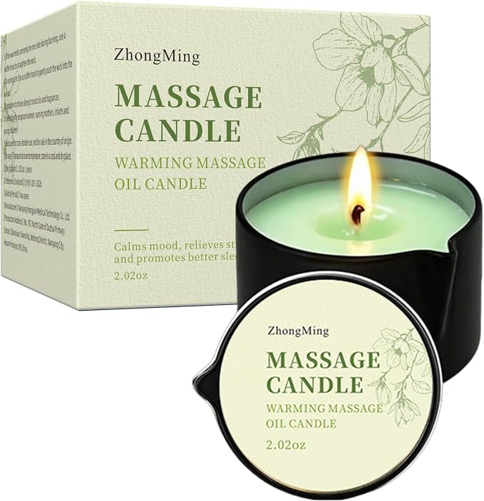 Warming Massage Oil Candle, Scented Body Oil Candle for Spa & Home Use, Romantic Gift, 2.02 oz (Gardenia)